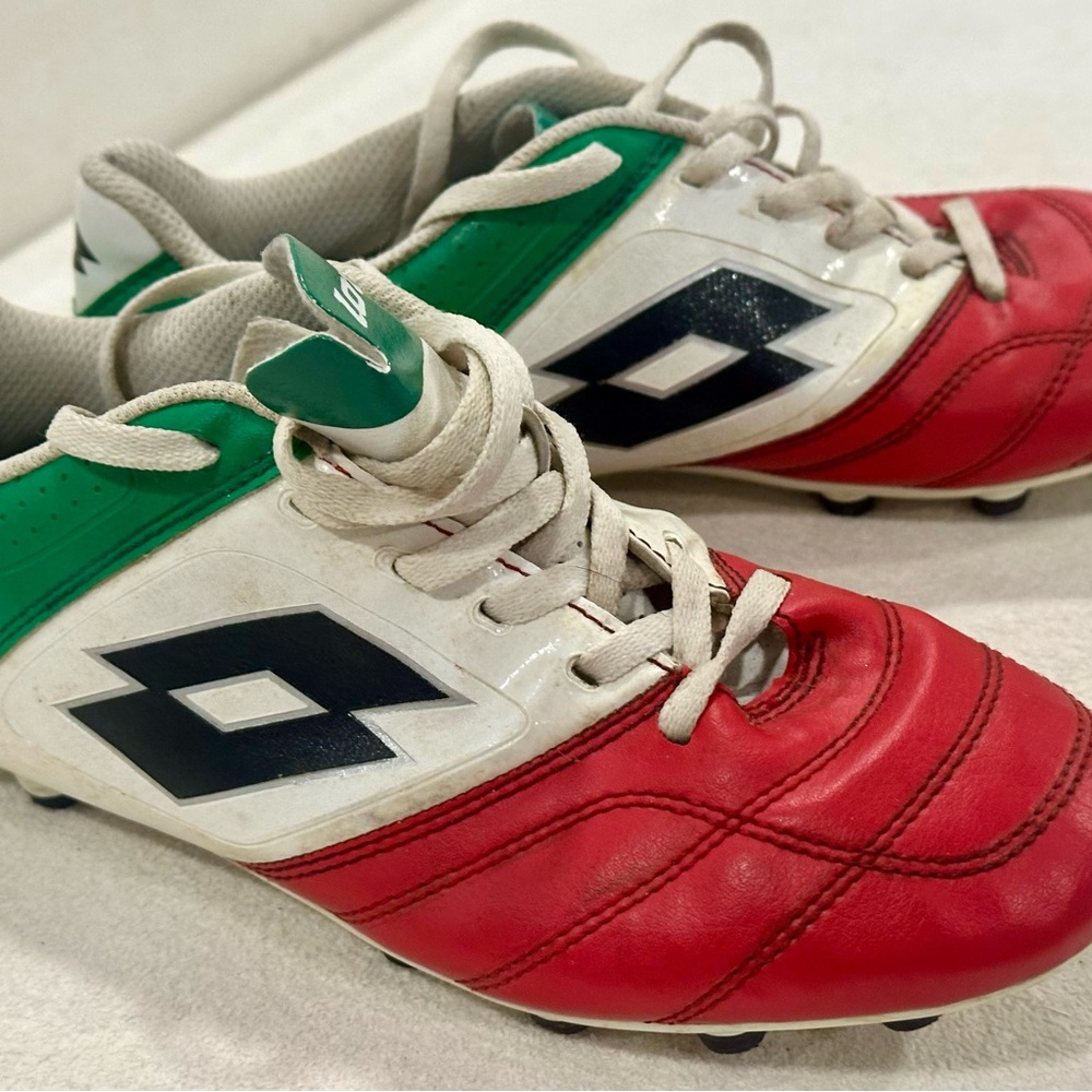 Lotto Soccer Cleats Men’s 5.5 Red White Green Stadio Potenza II FG Punto Futbol